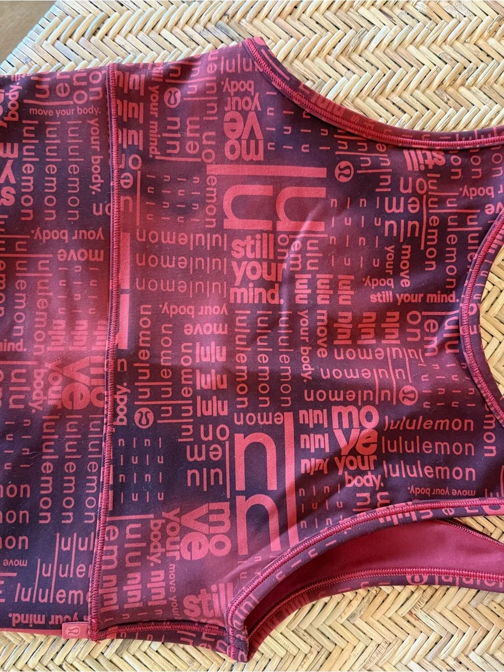 Lululemon Burgundy Logo Print Crop Tank